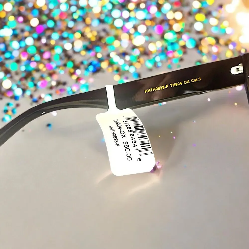 Tahari Oversized Square Sunglasses TH904 OX Shiny Black Frame Gradient Lens NWT